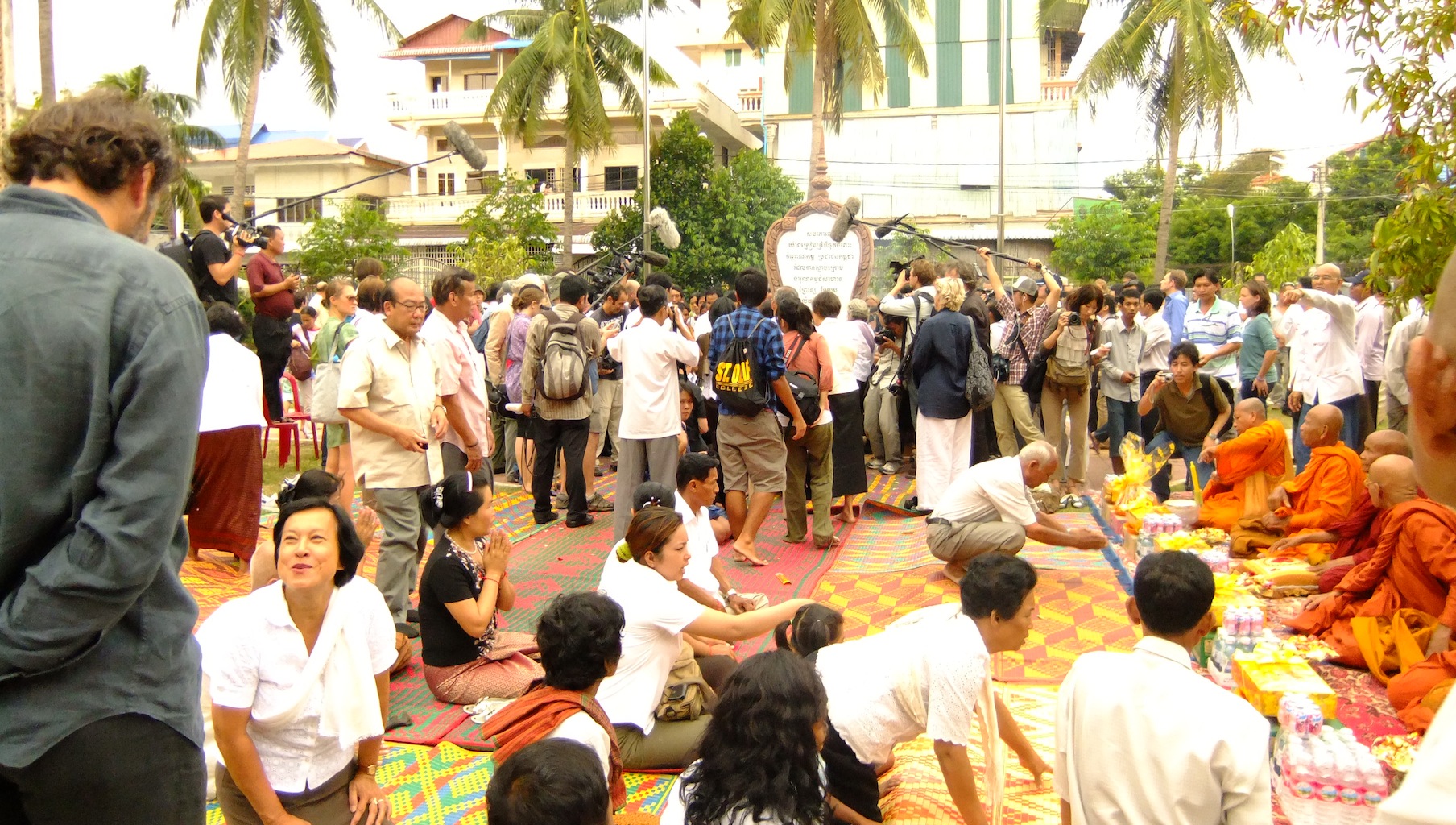 A memorial led by monks at S-21, following the Duch verdict in July 2010.